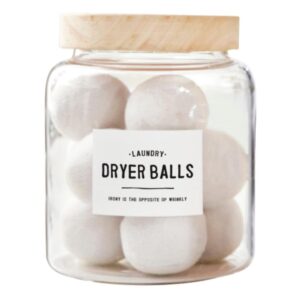 santa barbara design studio glass canister for laundry room clear storage jar, extra large, dryer balls