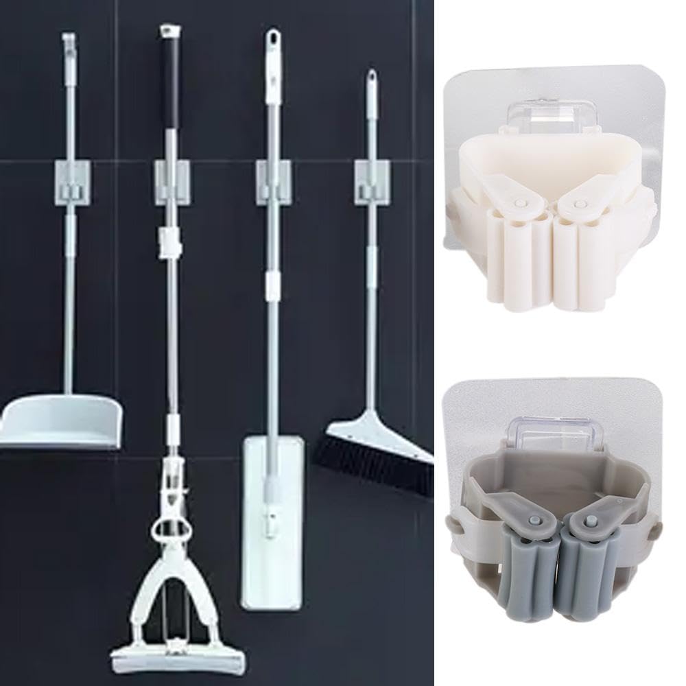 6Pcs Mop and Broom Holder Wall Mount Broom Organizer Mop Storage Rack Laundry Room Home Garden Garage Storage and Organization Rack