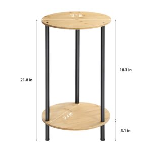 MOOACE End Tables Set of 2, Small Round Side Table, 2 Tier Nightstand Sofa Table Coffee Table with Storage Shelves for Living Room, Bedroom