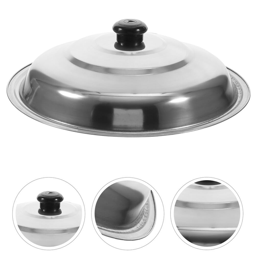 Stainless Steel Wok Lid 14 Inch Skillet Lid Round Dome Lid Microwave Lid Universal Pan Lid Stainless Steel Pan Lid 14 Inch Pan Lid Kitchen Pot Lid Pot Covers for Cooking Pan Cover