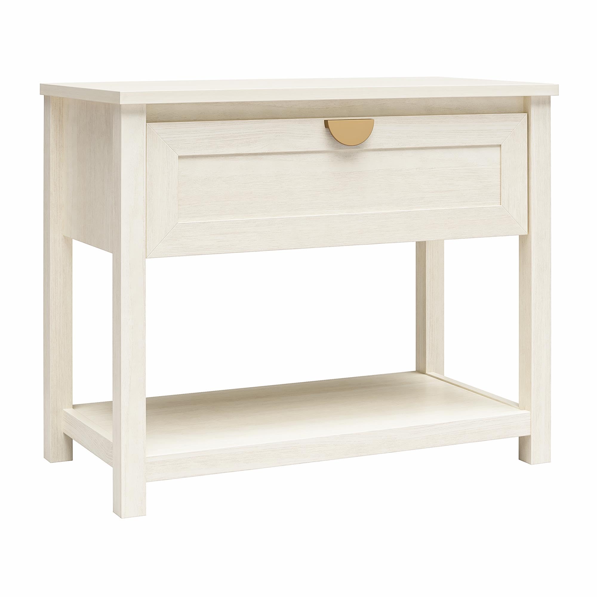 Mr. Kate Primrose Wide 1 Drawer Nightstand with Open Shelf, Ivory Oak