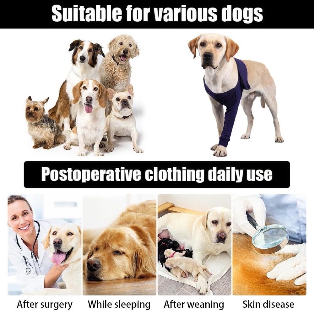 DONGKER Dog Recovery Sleeve,Self-Adhesive Dog Anti-Licking Sleeves Elastic Dog Arm Sleeve for Pet Wounds Prevent Licking Bite Keep Dry,XL(That hind Legs do not Apply)