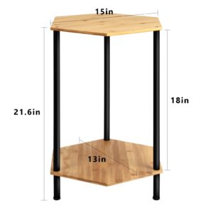 SEHERTIWY Bamboo Side Table Set of 2, Hexagon Nightstands for Bedrooms, Side Tables for Small Spaces, Modern Coffee Table, 2 Tiers Rustic Accent Tables for Bedroom