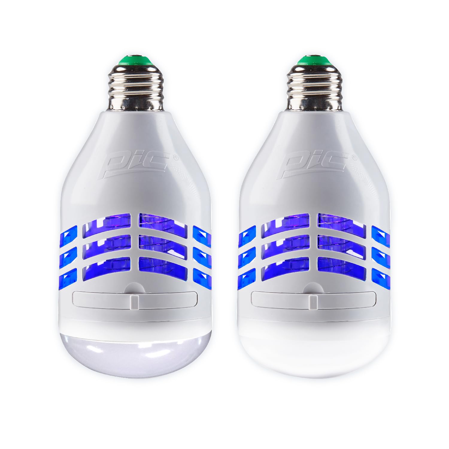 PIC LED Bug Zapper Light Bulb, Compact Mosquito Zapper, Electric Insect Killer, White, Fit Standard Bulb Socket, Kills Bug on Contact, Bug Catcher for Home, 2 Pack