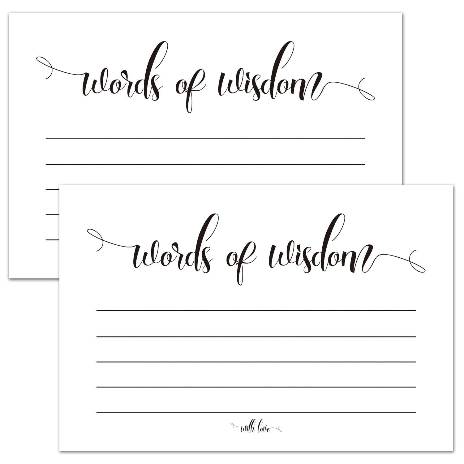 AMAHEJMO 50 Words of Wisdom Advice Cards, Advice and Wishes cardsfor the Bride, Retirement or Graduation Party, Baby or Bridal Shower Games, Birthday Party, Engagement,4x6