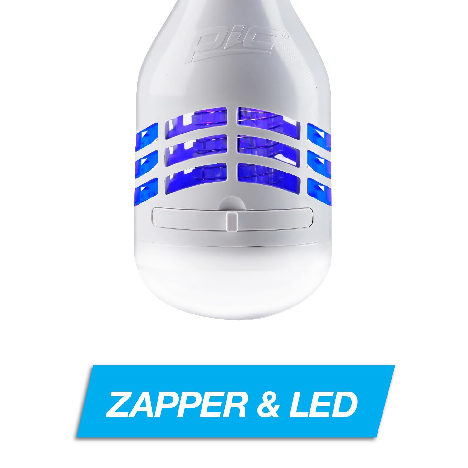 PIC LED Bug Zapper Light Bulb, Compact Mosquito Zapper, Electric Insect Killer, White, Fit Standard Bulb Socket, Kills Bug on Contact, Bug Catcher for Home, 2 Pack