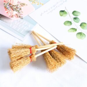 Mini Witches Broomstick Broom Halloween Straw Craft Brush Decorations Witches Wizard Accessory for Halloween Costume Cosplay Party