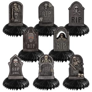 8pcs Halloween Tombstone Centerpiece Decorations Rip to My 20s bachelorette Honeycomb Centerpieces Funeral for My Youth 30th Birthday Skull Gothic Party Supplies