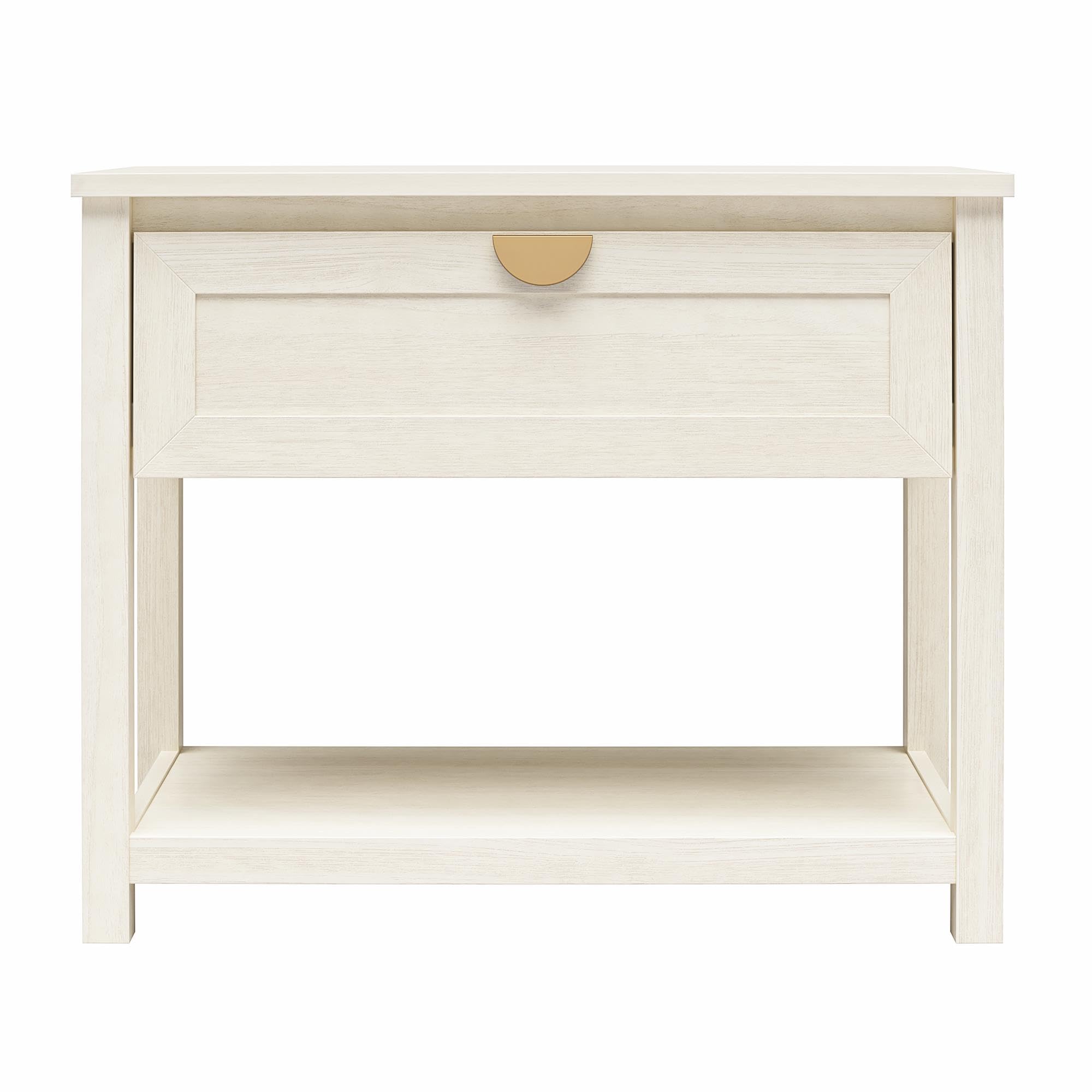 Mr. Kate Primrose Wide 1 Drawer Nightstand with Open Shelf, Ivory Oak