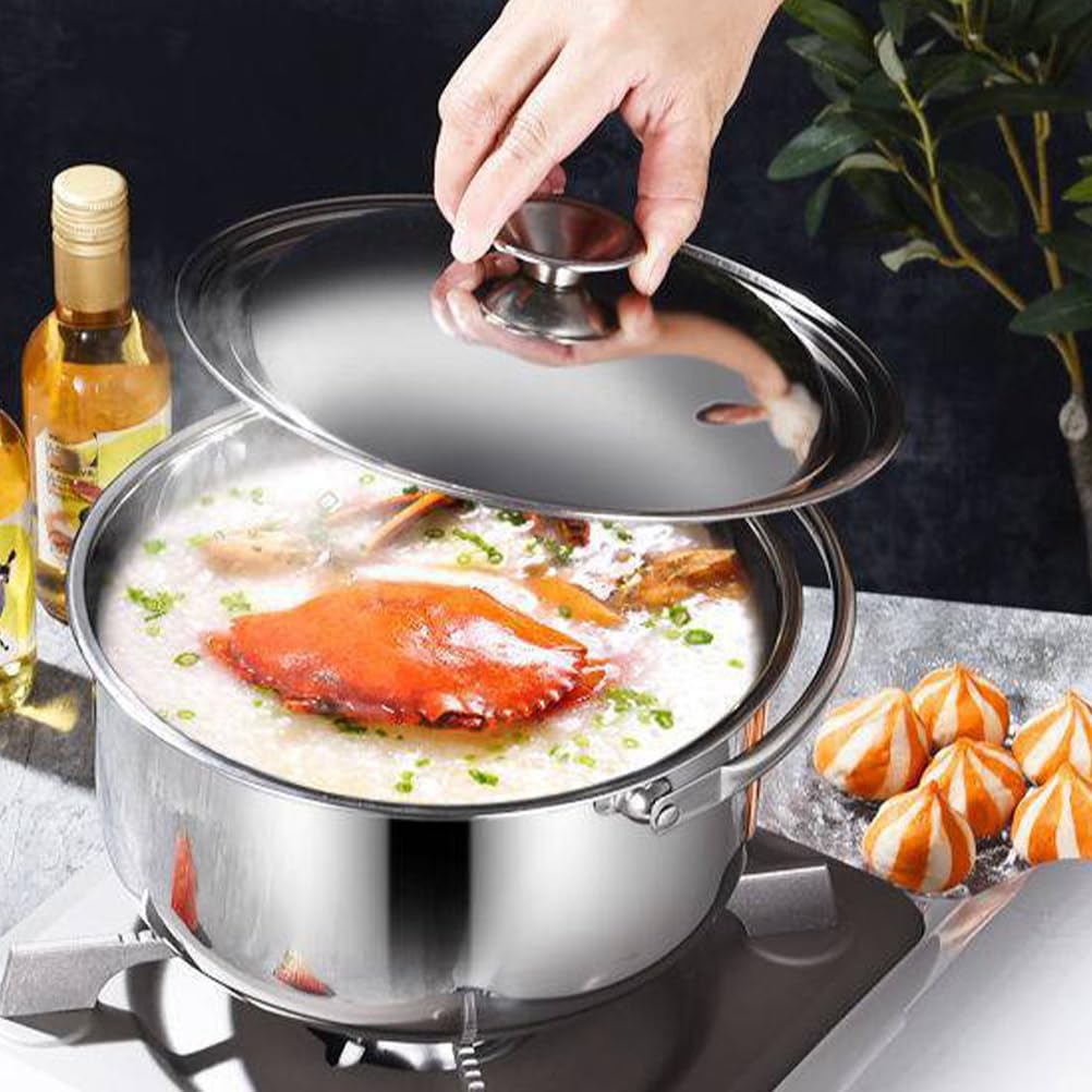 BESTonZON Stainless Steel Cooking Pot, Stock Pot with Lid and Handle, Kitchen Stock Pot Multi-functional Pot Non Stick Stockpot Petit Pot, Stainless Steel Induction Pot for Household and Camping