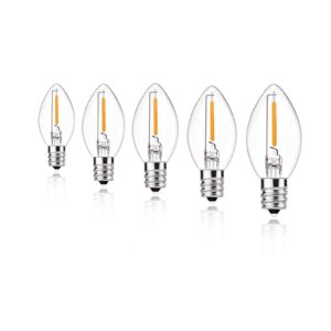 chysuper 25 pack c7 replacement bulbs, led night light bulb, c7 christmas light bulbs clear halloween replacement bulbs for outdoor string lights, c7 led light bulbs, e12 candelabra base, warm white