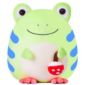 playnics large tree frog plush pillow stuffed animal toy,big size cute soft 14" fat kawaii hugging cuddle huggable plushie,gift for kids (tree frog)