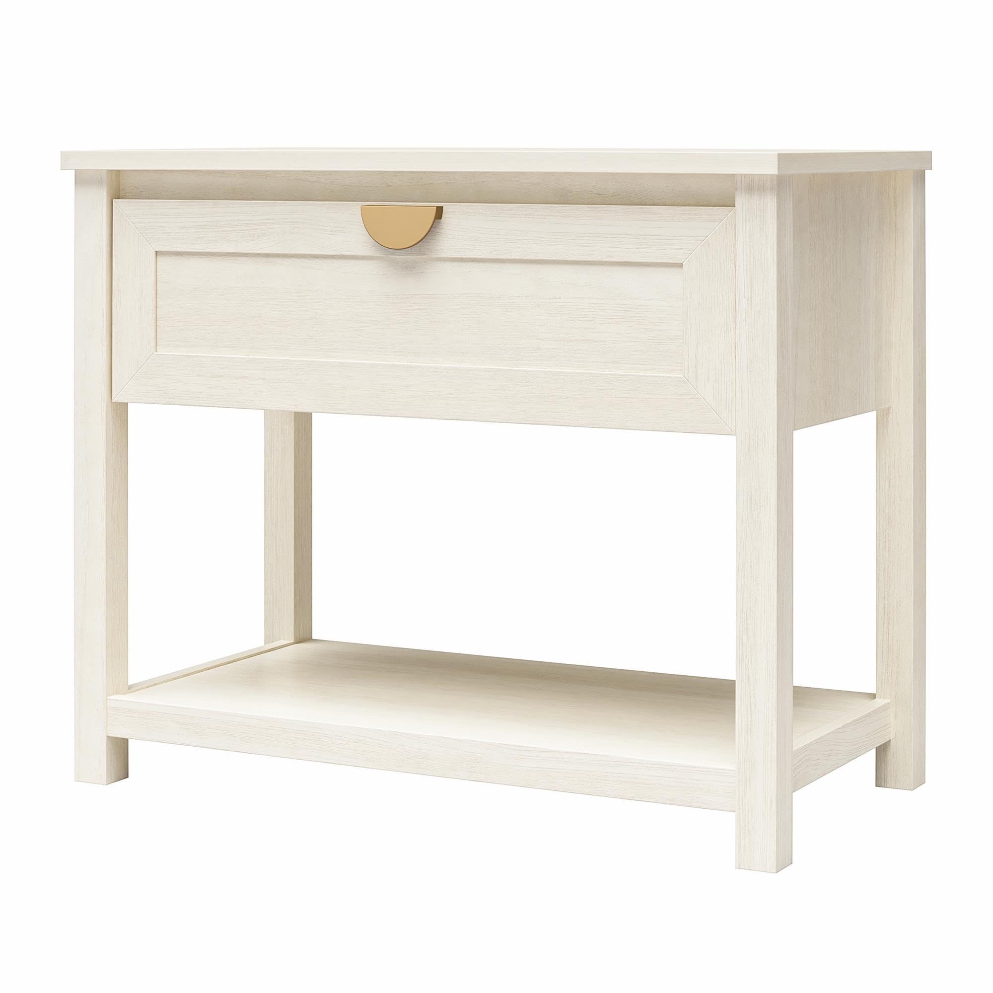 Mr. Kate Primrose Wide 1 Drawer Nightstand with Open Shelf, Ivory Oak