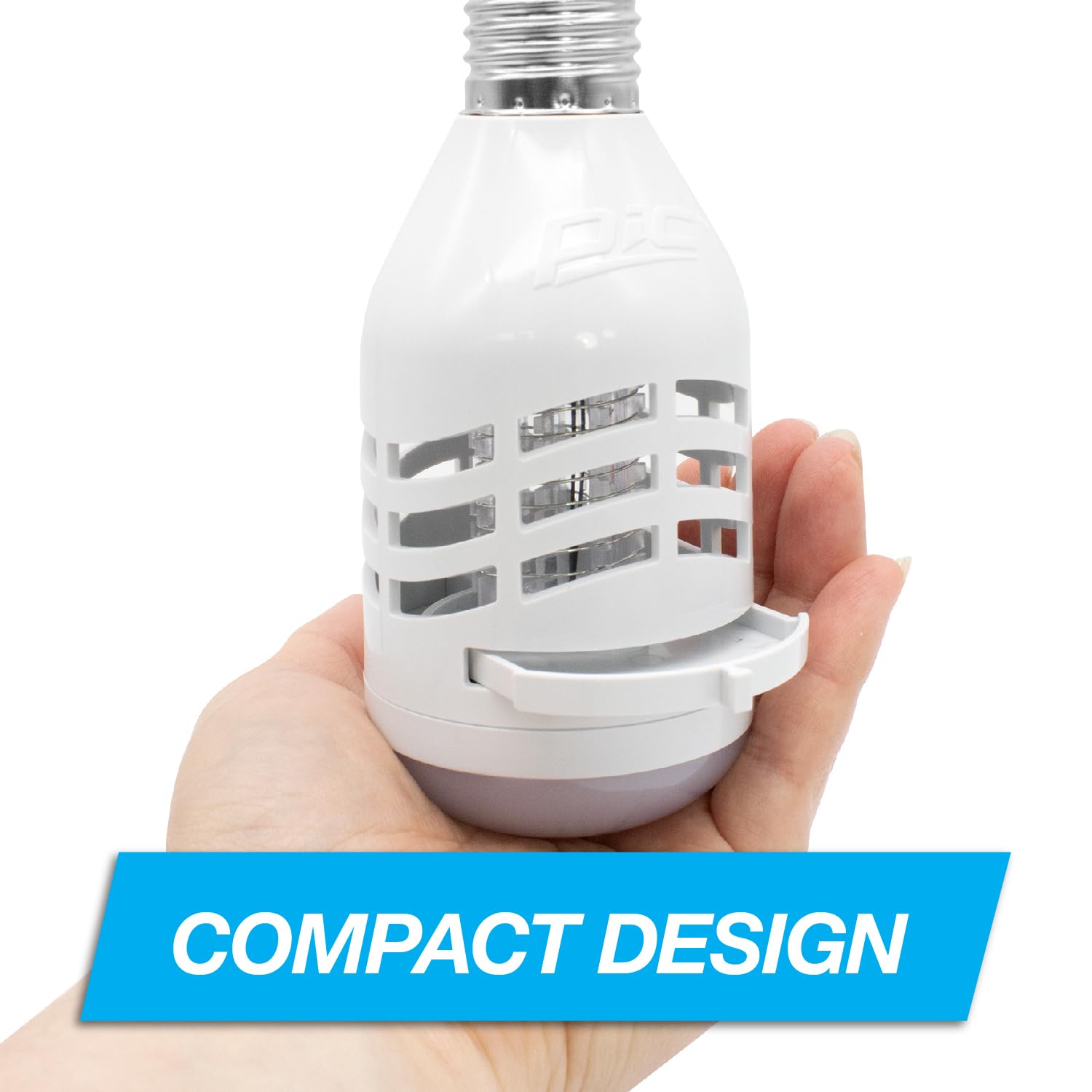 PIC LED Bug Zapper Light Bulb, Compact Mosquito Zapper, Electric Insect Killer, White, Fit Standard Bulb Socket, Kills Bug on Contact, Bug Catcher for Home, 2 Pack