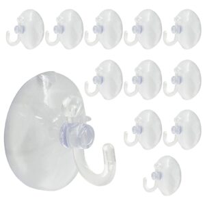 bonsicoky 12 pcs suction cups with hooks, 40 mm clear plastic sucker hooks wall hooks for decoration door bathroom kitchen