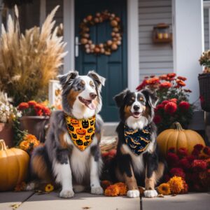 Raisingwell Halloween Dog Bandanas 2 Pack Bat Pumpkin Pattern Dog Bibs Reversible Washable Durable Fall Dog Scarf Suitable for Small to X- Large Breed Dog Boy and Girl (Large)