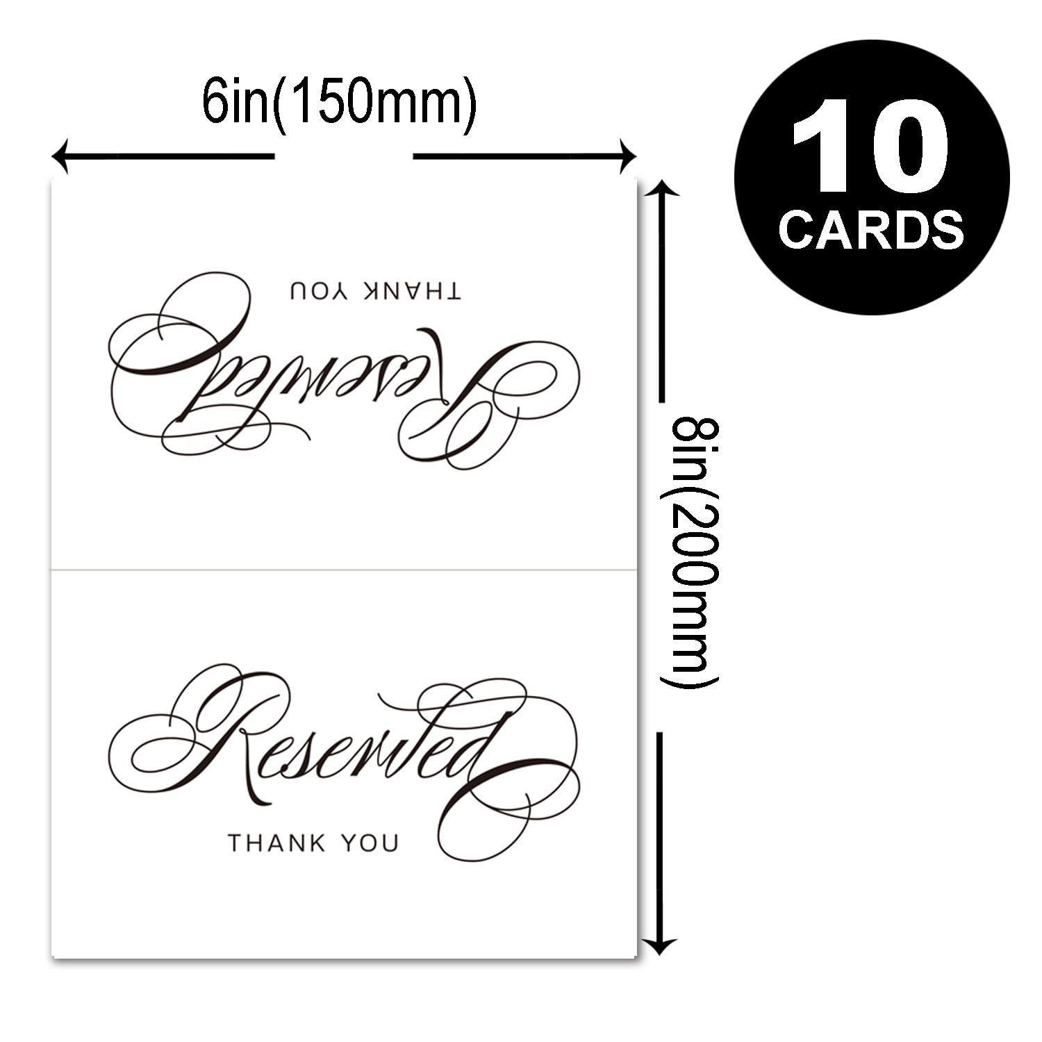 Reserved Signs for Weddings, Parties, Receptions, Restaurant and Celebrations, Reserved Signs for Tables, Reserved Signs for Wedding Chairs, 10 Pack,Thank You 4 x 6 Inches.