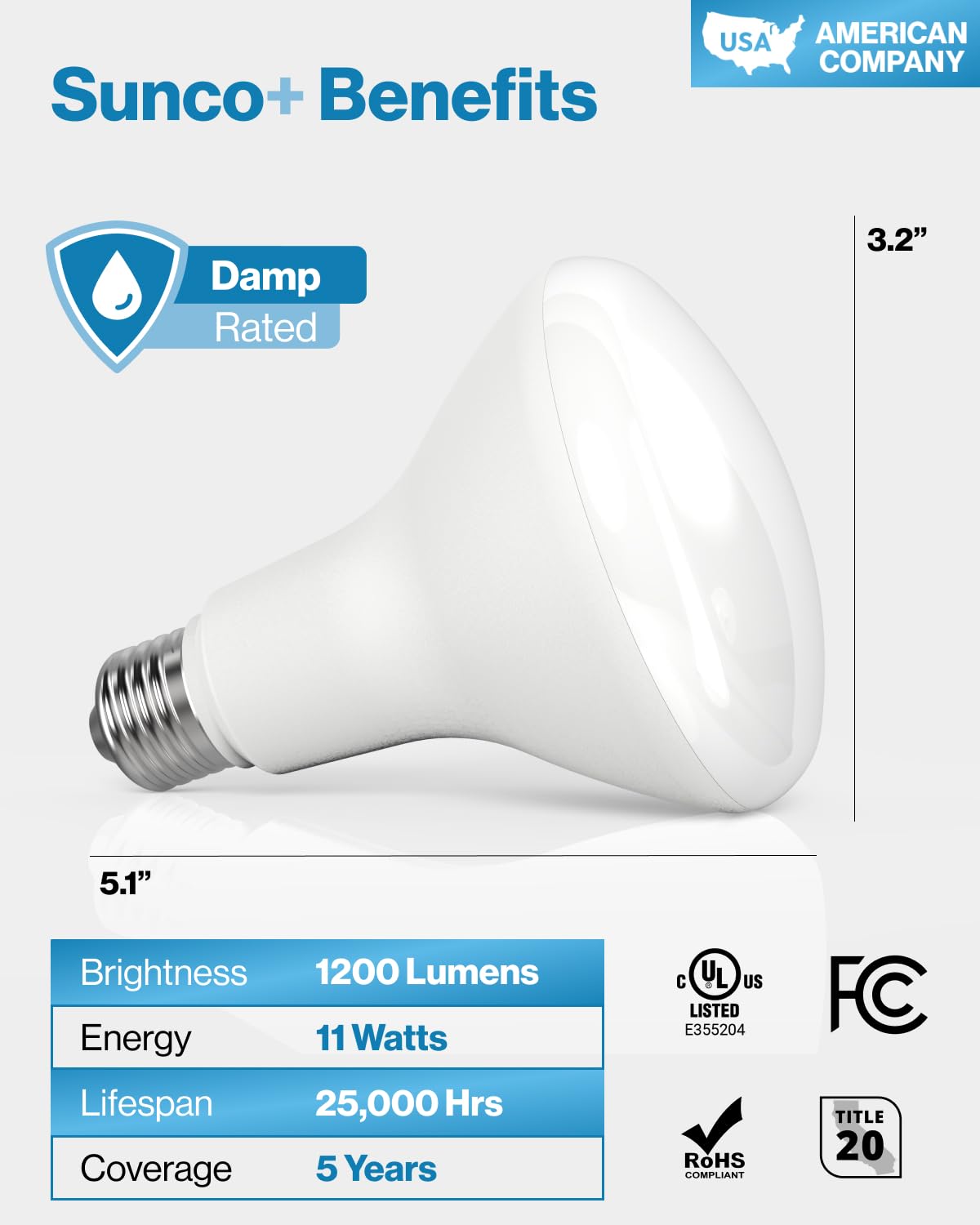 Sunco 6 Pack BR30 LED Bulbs, High Output 1200 Lumens, Indoor Flood Lights, 11W Equivalent 65W, 5000K Daylight, E26 Base, Interior Dimmable Recessed Can Light Bulbs