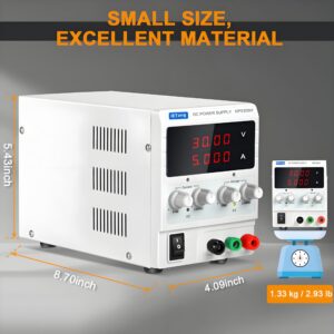 DC Power Supply Variable,Adjustable Bench Lab Power Supply 30V 5A,with High Precision Display 10mV 1mA, Power for Hobbyist, Electroplating,DIY Projects