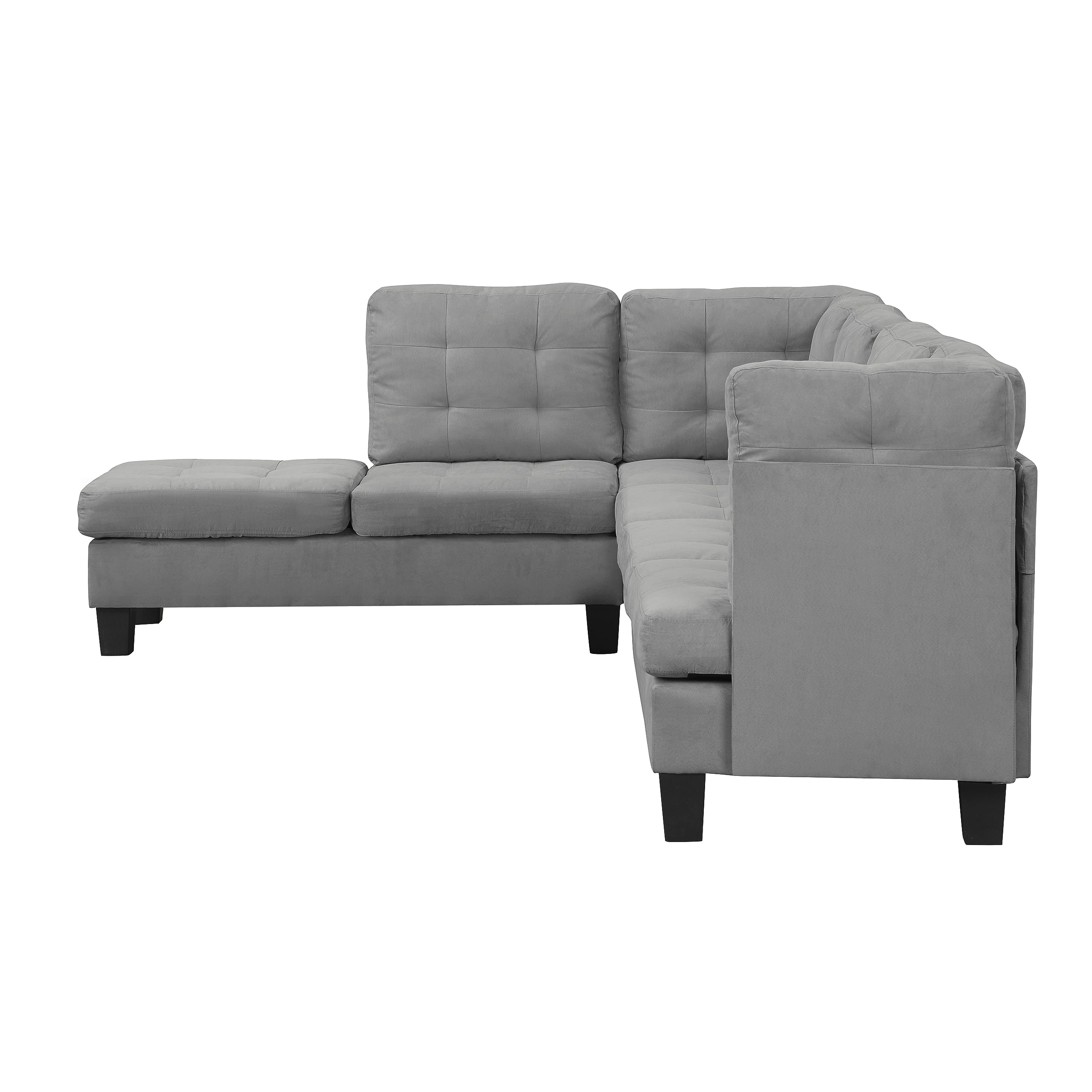 Casa Andrea Milano Modern Sectional Sofa L Shaped Couch with Reversible Chaise, Large Living Room Furniture, Grey