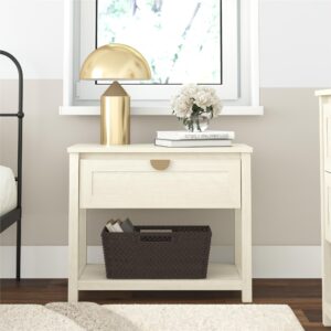 Mr. Kate Primrose Wide 1 Drawer Nightstand with Open Shelf, Ivory Oak