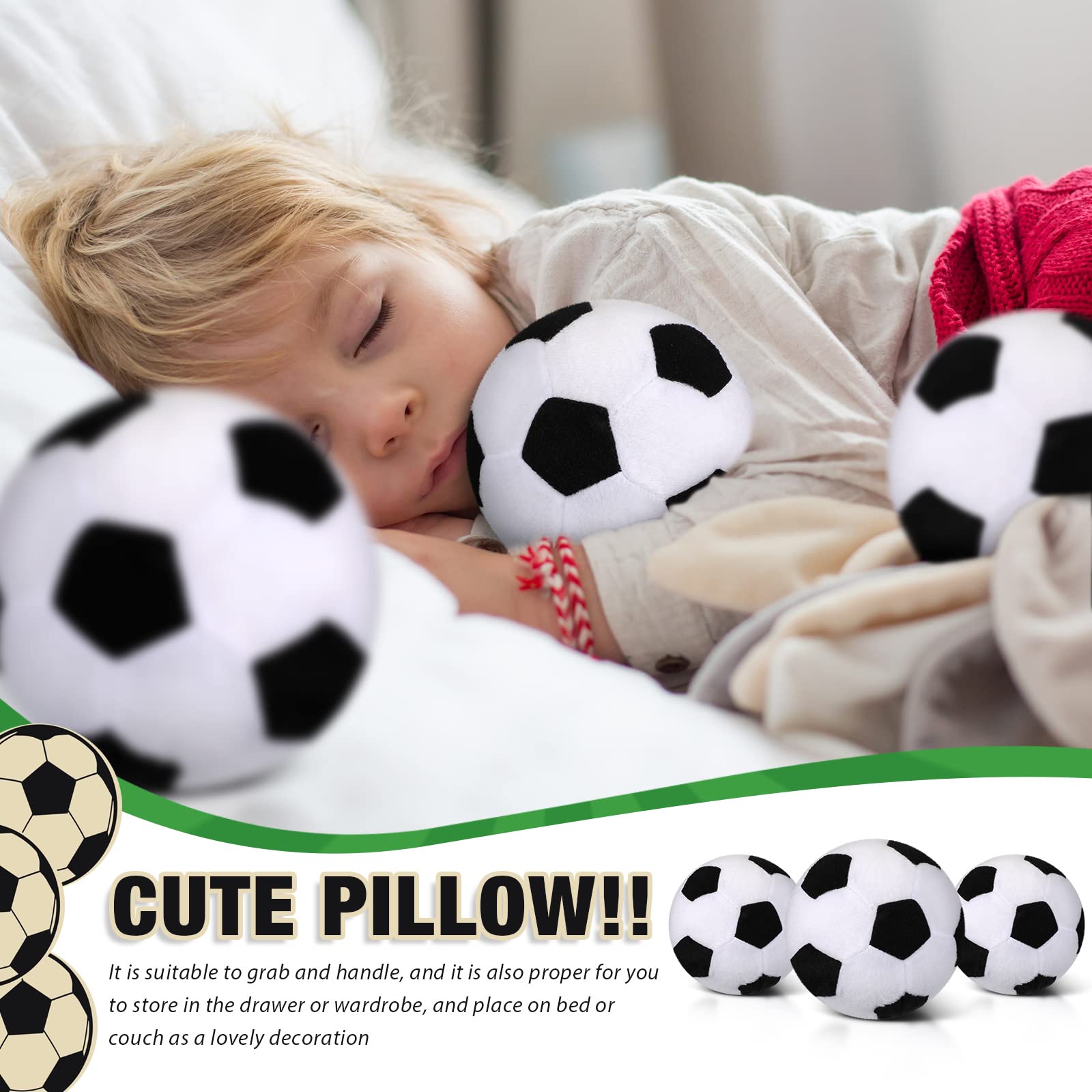 Chivao 12 Pieces Plush Stuffed Soccer for Boys Girls Plush Soccer Ball Stuffed Toy Soft Soccer Pillow Fluffy Soccer Party Decorations for Nursery Home Room Play Catch Birthday Sport Theme Party Gift