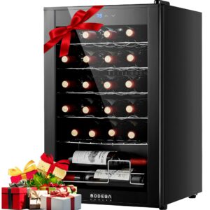 bodegacooler 24 bottle wine fridge, compressor wine cooler for red, white or champagne, mini fridge with 41-64.4°f digital temperature control, wine cooler for home.