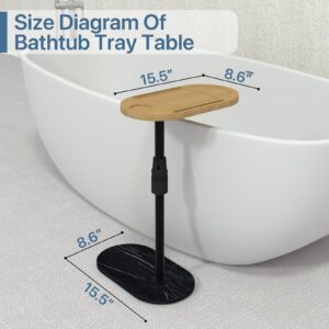 Bathtub Tray Table with Mable Base, Freestanding Bath Tray Tub Caddy for Tub Against Wall, Bathtub Shelf Hot Tub Table for Luxury Bath Home Spa Bath Accessories