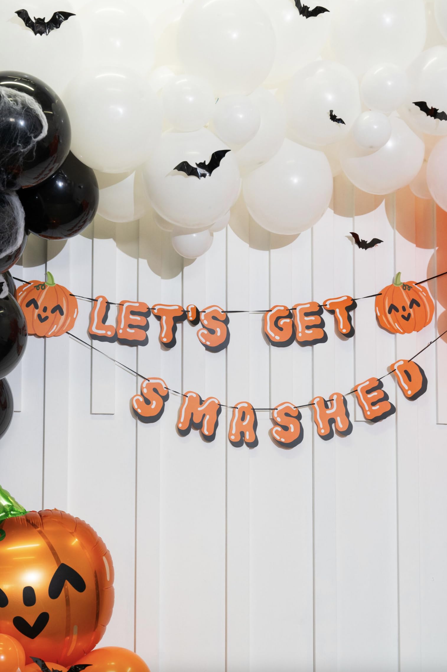 HOUSE OF PARTY Let's Get Smashed Halloween Banner - Indoor Halloween Party Decoration with Pumpkin Designs - Perfect for Mantle, Halloween Party Favors and Decorations