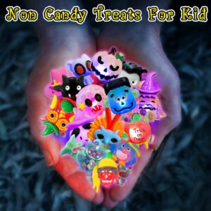 38Pcs Halloween Party Favors for Kids, 3D Light Up Rings Bulk Toys Halloween Treats Non Candy, 28 Led Flashing Rings & 10 Luminous Tattoos, Halloween Goodie Bag Fillers Glow In The Dark Party Supplies