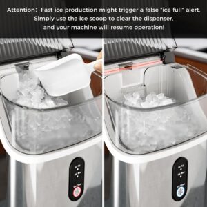 Kismile Nugget Ice Makers Countertop,Pebble Ice Maker Machine with Chewable Ice, 35lbs/Day,One-Click Operation,Self-Cleaning Countertop Ice Machine,Pellet Ice Maker Countertop for Home/Kitchen/Office