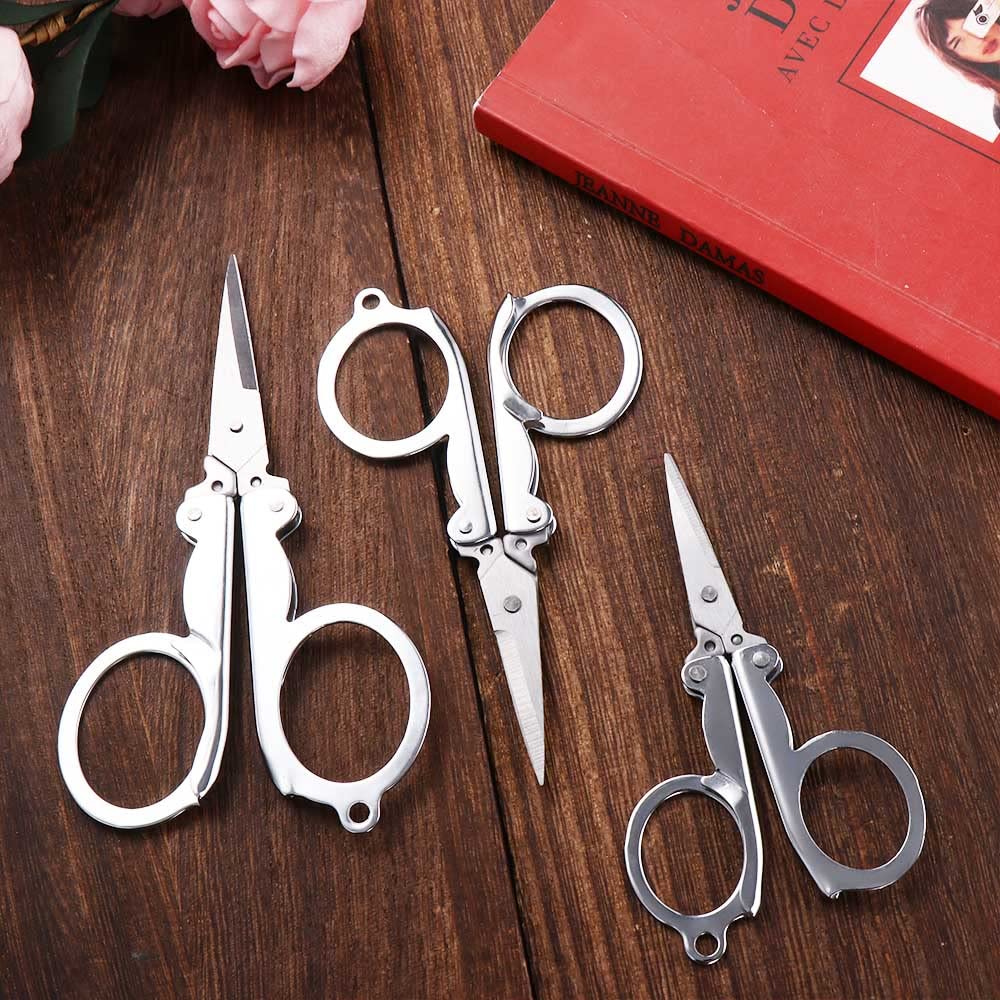 1Pcs Stainless Steel Folding Scissors Portable Mini Pocket Travel Scissors Embroidery Scissors Office School Supplies For Student(S)