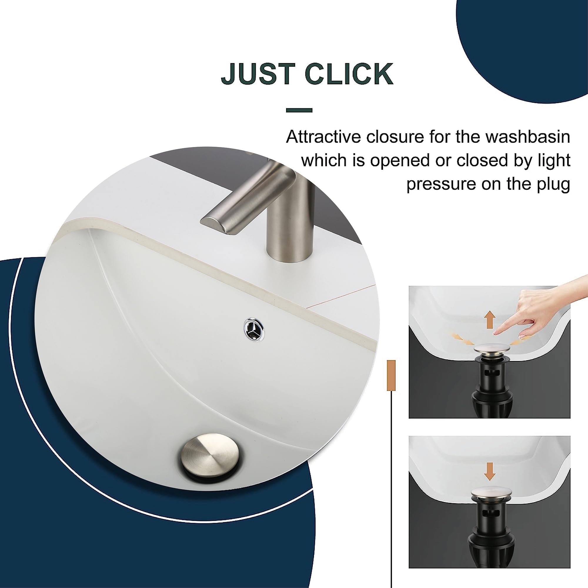 Derengge PD-4305-BN Bathroom Sink Drain with Overflow Vessel Sink Lavatory Vanity Push up Pop up Drain Stopper Brushed Nickel Finished