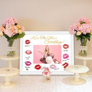 Bachelorette Party Decorations - Framed Kiss The Miss Goodbye Party Decor - 9''X12.6'' Photo Bridal Shower Centerpiece Hen Night Games Party Supplies Gift