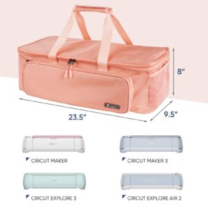 Frephy Carrying Case Bag for Cricut Maker - Large Storage Tote with Support Panels, SBS Zipper, and Shoulder Strap - Ideal for Crafting Supplies (Pink)