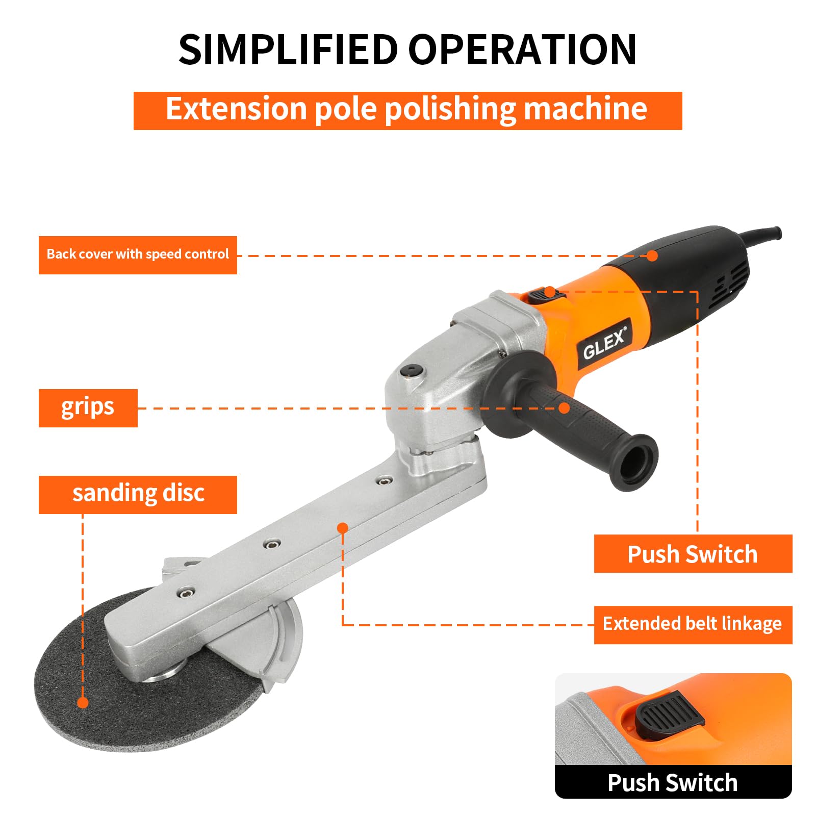 GLEX Angle Grinder Stand Tools, Extended Angle Grinder, Stainless Steel Industrial Long Arm Electric Angle Grinder, Sander, General Purpose: Grinding Wheels, Metal Cutting Blades, Flap Wheels.