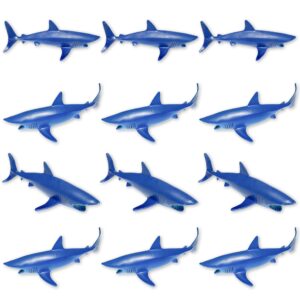 akkeel direct plastic sharks for drinks - great shark decor for shark parties, shark decorations for fun theme party, vinyl sharks for drinks, lemonade & more (12)