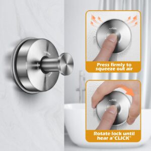 YOHOM Suction Cup Hooks for Shower Bathroom Cup Wall for Inside Vacuum Windows (2 Silver, 2 Silver)