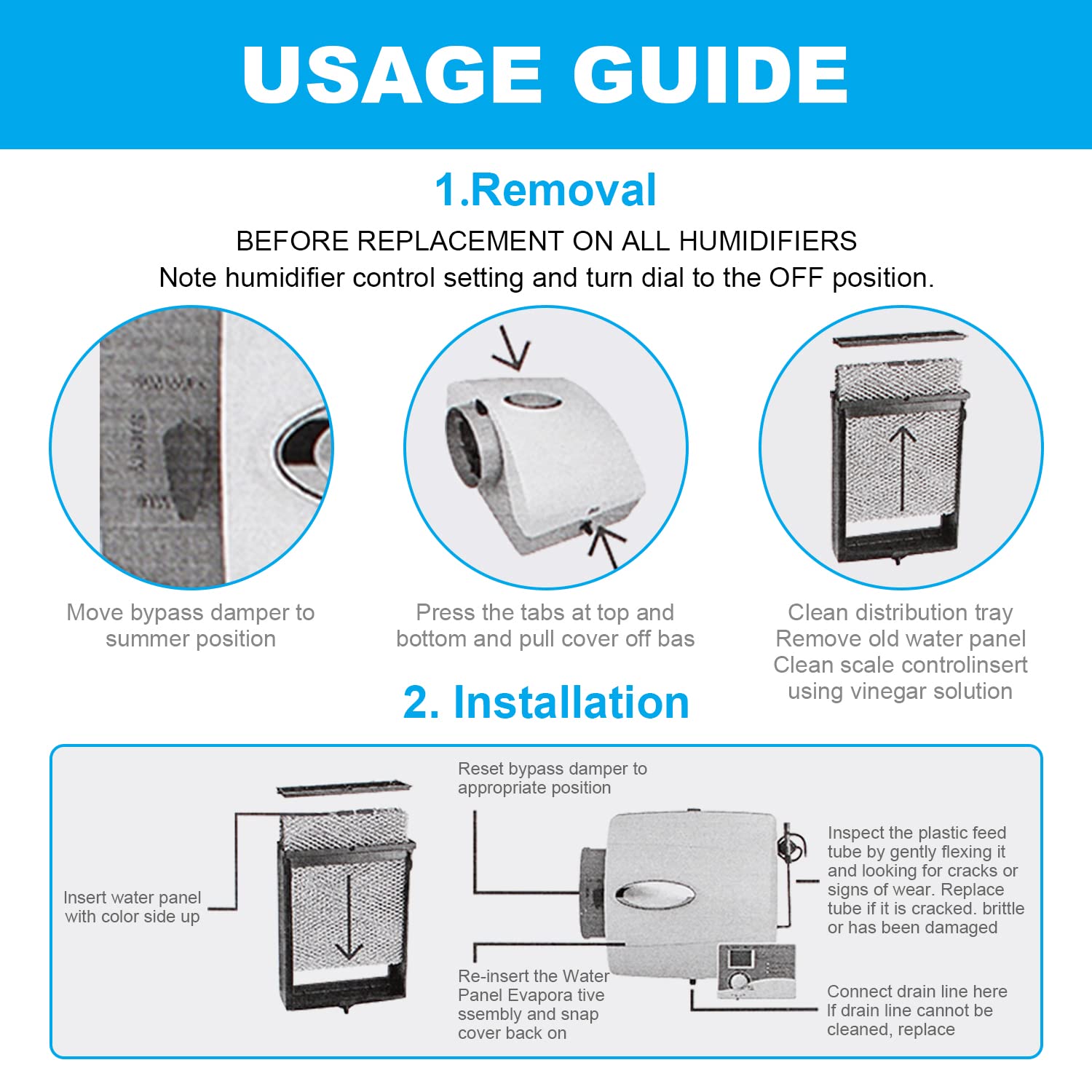 Aulpq Humidifier Maintenance Kit 4839 Fits for Aprilaire No.35 Water Panel Humidifier Replacement Filter，Fits for Aprilaire Whole Home Humidifier Models: 600, 600A, 600M