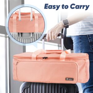 Frephy Carrying Case Bag for Cricut Maker - Large Storage Tote with Support Panels, SBS Zipper, and Shoulder Strap - Ideal for Crafting Supplies (Pink)