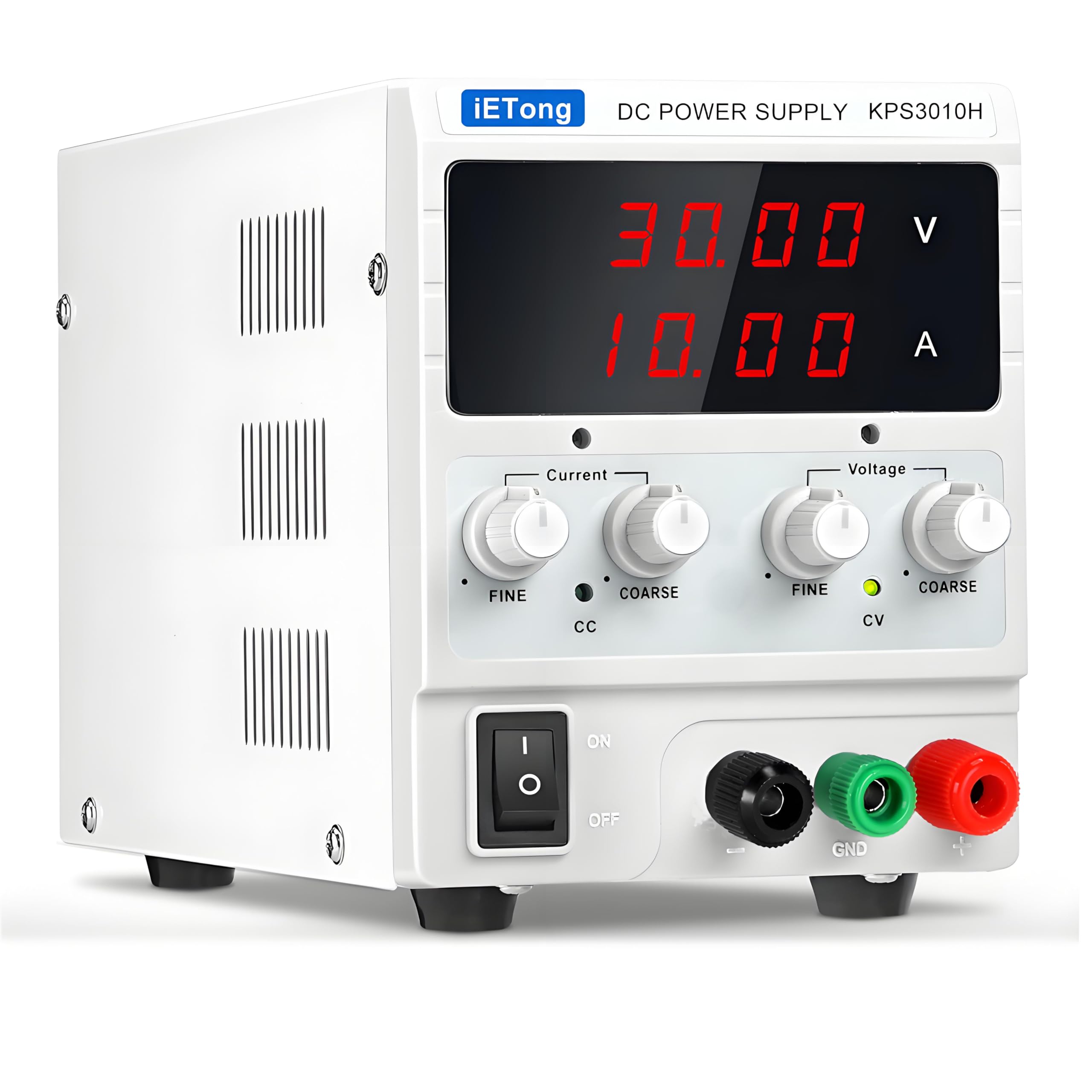 DC Bench Power Supply Variable, Adjustable Power Supply 30V 10A,Coarse and Fine Adjustment for Anodizing Kit,Electroplating,Battery Powered