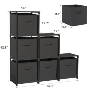 Iwaiting Outdoor 6 Cube Storage Organizer, Cube Storage Shelf with 6 Extra Drawers, Strong Load-Bearing Capacity, Portable Shelves for Bedroom, Living Room, Home, Office