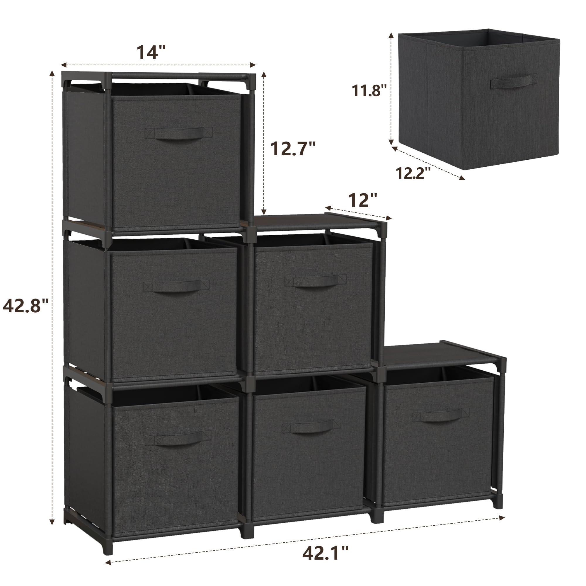 Iwaiting Outdoor 6 Cube Storage Organizer, Cube Storage Shelf with 6 Extra Drawers, Strong Load-Bearing Capacity, Portable Shelves for Bedroom, Living Room, Home, Office