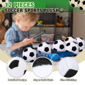 Chivao 12 Pieces Plush Stuffed Soccer for Boys Girls Plush Soccer Ball Stuffed Toy Soft Soccer Pillow Fluffy Soccer Party Decorations for Nursery Home Room Play Catch Birthday Sport Theme Party Gift