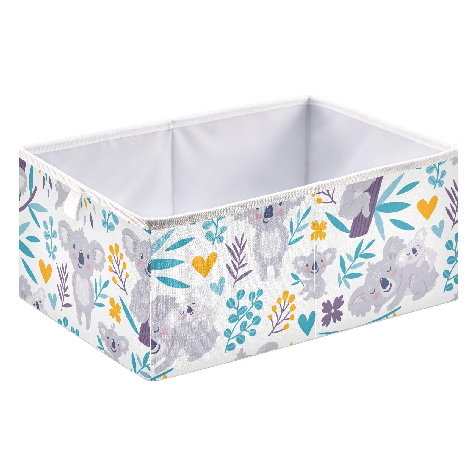 Emelivor Cute Koala Rectangle Storage Bins Fabric Storage Cube Large Foldable Storage Baskets Cloth Box Containers for Shelves Closet Living Room Cloth Decorative,16 x 11inch