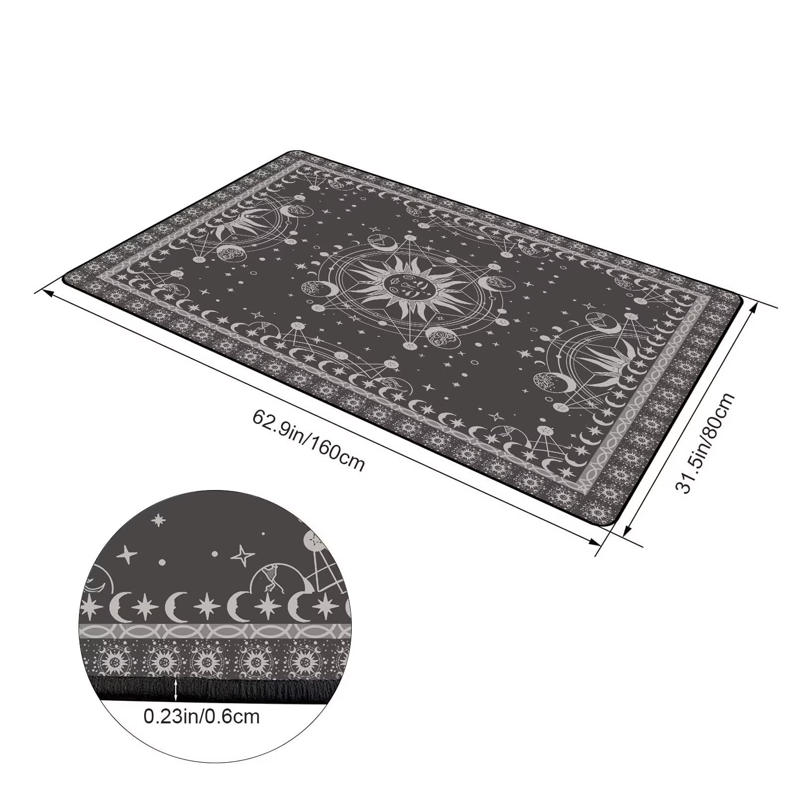 CERYUEE Sun and Moon Rug Boho Area Rugs for Bedroom Dorm Living Room Bohemian Celestial Occult Crescent Solar Stars Galaxy Floor Mat Pad Doormat Carpet,63'' X 31'',Tundora