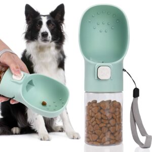 colorday handheld dog treat dispenser built-in clicker & treat pouch, hand feeder for puppy training walking hiking traveling (6.7 oz, green)