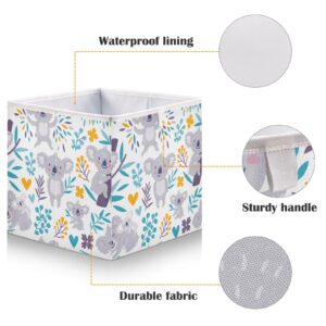 Emelivor Cute Koala Rectangle Storage Bins Fabric Storage Cube Large Foldable Storage Baskets Cloth Box Containers for Shelves Closet Living Room Cloth Decorative,16 x 11inch