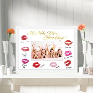 Bachelorette Party Decorations - Framed Kiss The Miss Goodbye Party Decor - 9''X12.6'' Photo Bridal Shower Centerpiece Hen Night Games Party Supplies Gift