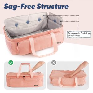 Frephy Carrying Case Bag for Cricut Maker - Large Storage Tote with Support Panels, SBS Zipper, and Shoulder Strap - Ideal for Crafting Supplies (Pink)